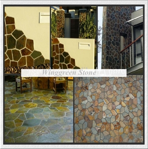 Hot Sale High Quality Rusty Slate Irregular Shape Flagstone Pavers/Random Flagstone/Meshed Paver Stone for Floor & Wall Cladding Pavers