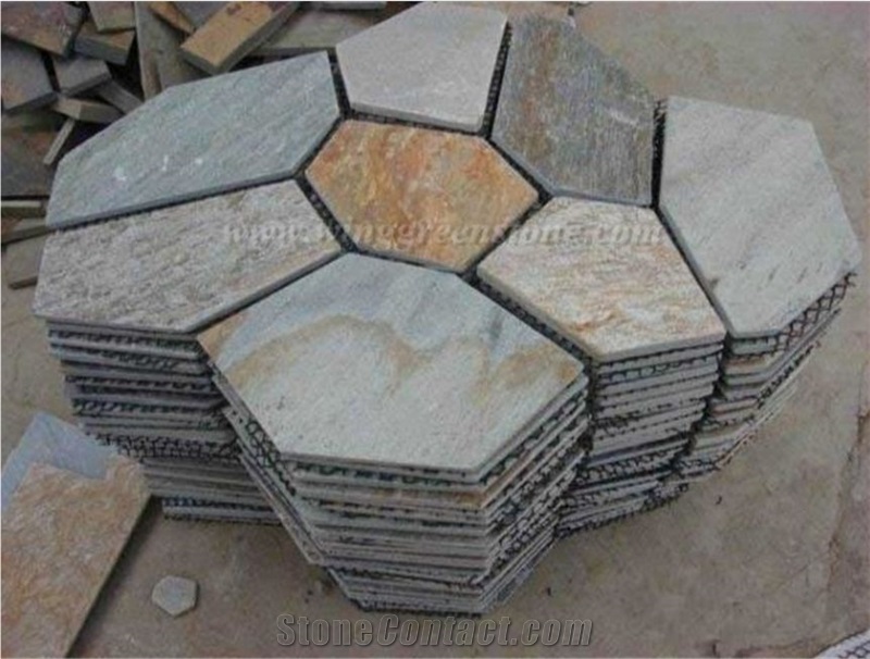 Hot Sale High Quality Rusty Slate Irregular Shape Flagstone Pavers/Random Flagstone/Meshed Paver Stone for Floor & Wall Cladding Pavers