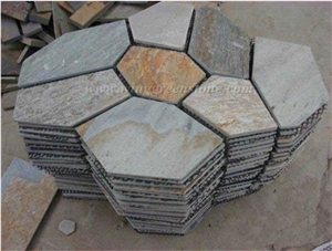 Hot Sale High Quality Rusty Slate Irregular Shape Flagstone Pavers/Random Flagstone/Meshed Paver Stone for Floor & Wall Cladding Pavers