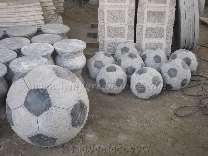 Light Grey G603 Ball Sculptures, Ball Stone Carving, Ball Stone Statue for Garden Decoration, Winggreen Stone
