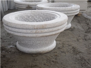 Light Grey Granite Flower Pot,Outdoor Planters,Flower Vases