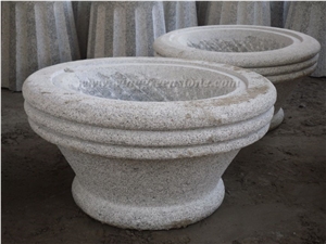 Light Grey Granite Flower Pot,Outdoor Planters,Flower Vases