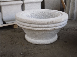 Light Grey Granite Flower Pot,Outdoor Planters,Flower Vases