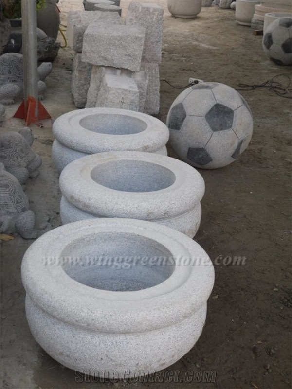 Low Price High Qualtity Light Grey Granite Flower Pot,Outdoor Planters,Flower Vases