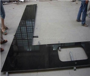 Mongolia Black Basalt Vanity Top,Bathroom Countertops,Polished Cut to Size, China Absolute Black Granite Bath Tops,Xiamen Winggreen Manufacturer