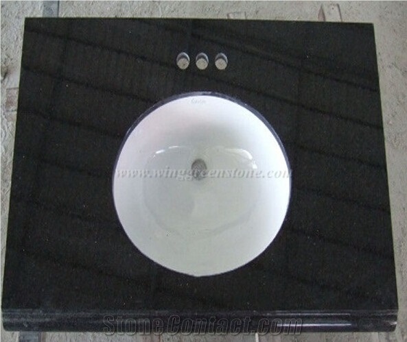 Mongolia Black Basalt Vanity Top,Bathroom Countertops,Polished Cut to Size, China Absolute Black Granite Bath Tops,Xiamen Winggreen Manufacturer