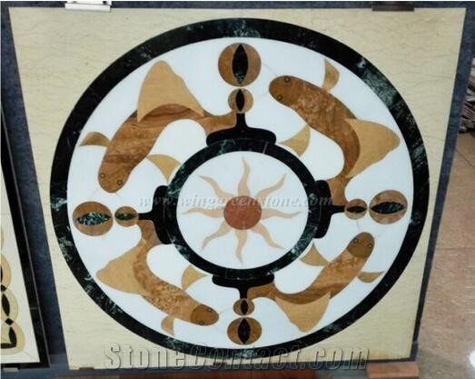 Multicolor Marble Patterns, Waterjet Medallions, Rounnd and Square Medallions, Art Marble Flooring for Interior Decorations, Xiamen Winggreen Manufacturer