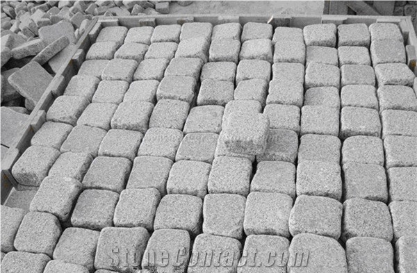 Natural Granite Cube Stone, Tumbled G603 Granite Cobble Stone, Padang Light Granite Blind Paving Stone, China Grey Walkway Pavers, Xiamen Winggreen Manufacturer