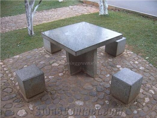 Polpular Granite Table Sets for Ourdoor Decor, Shaped Exterior Furniture, Hand Carved Garden Tables, Xiamen Winggreen Manufacturer
