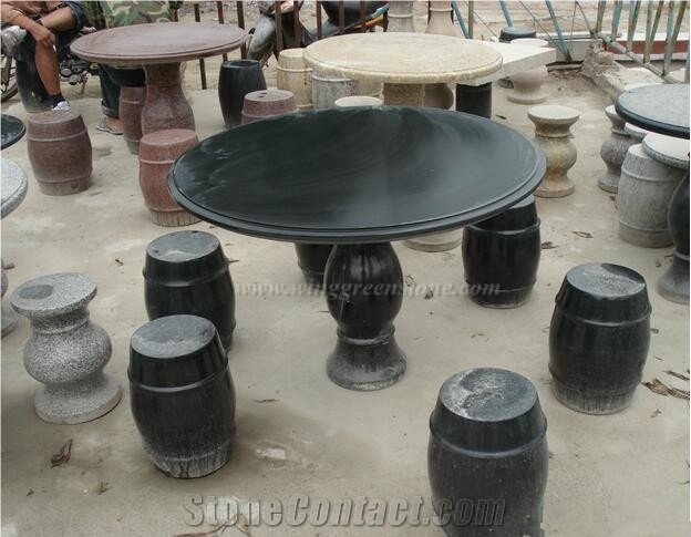 Polpular Granite Table Sets for Ourdoor Decor, Shaped Exterior Furniture, Hand Carved Garden Tables, Xiamen Winggreen Manufacturer