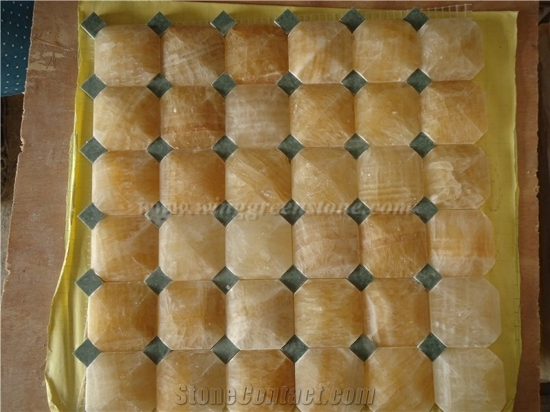 Yellow Onyx Mosaic, Basketweave Mosaic, Winggreen