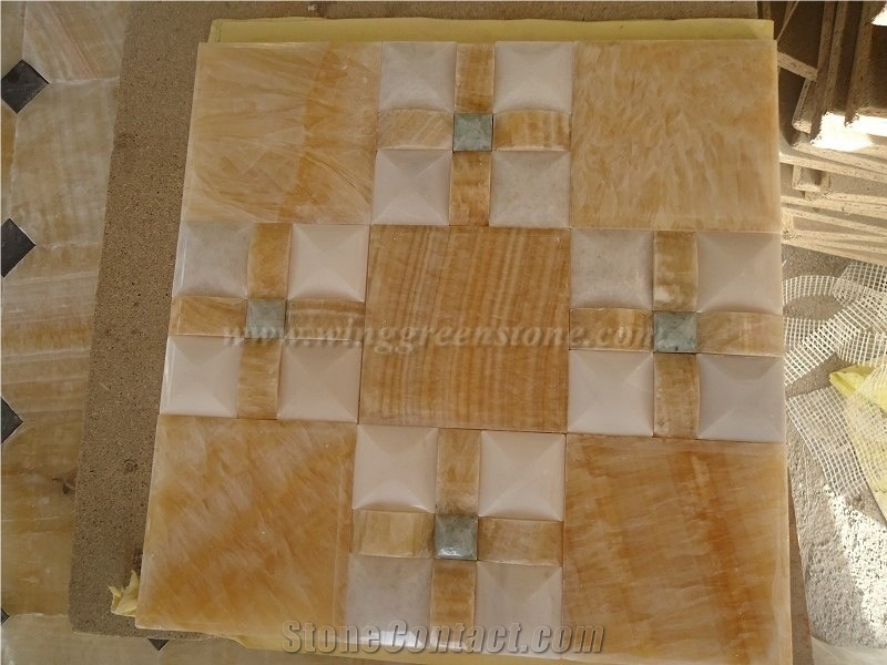 Yellow Onyx Mosaic, Basketweave Mosaic, Winggreen