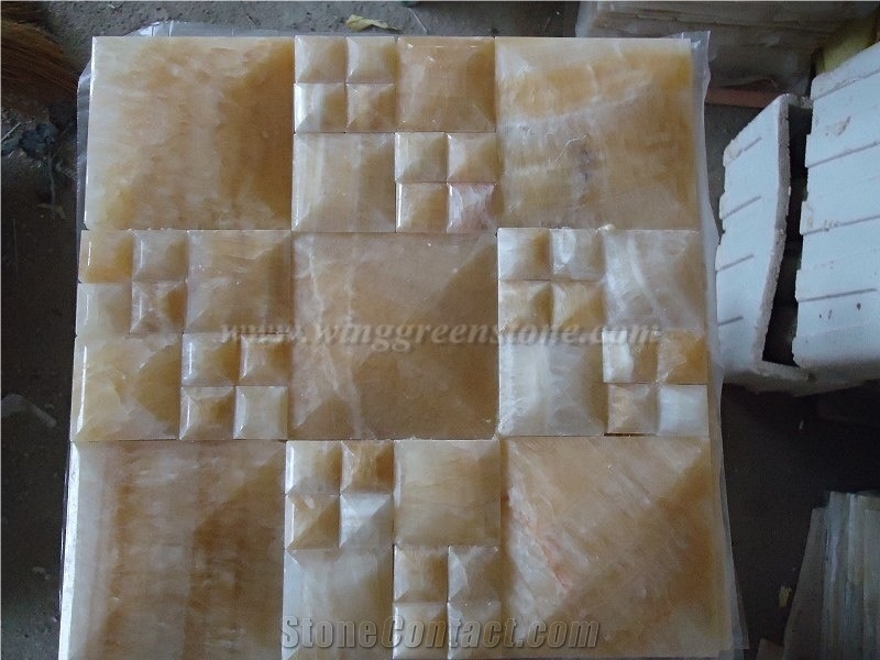 Yellow Onyx Mosaic, Basketweave Mosaic, Winggreen