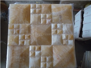 Yellow Onyx Mosaic, Basketweave Mosaic, Winggreen
