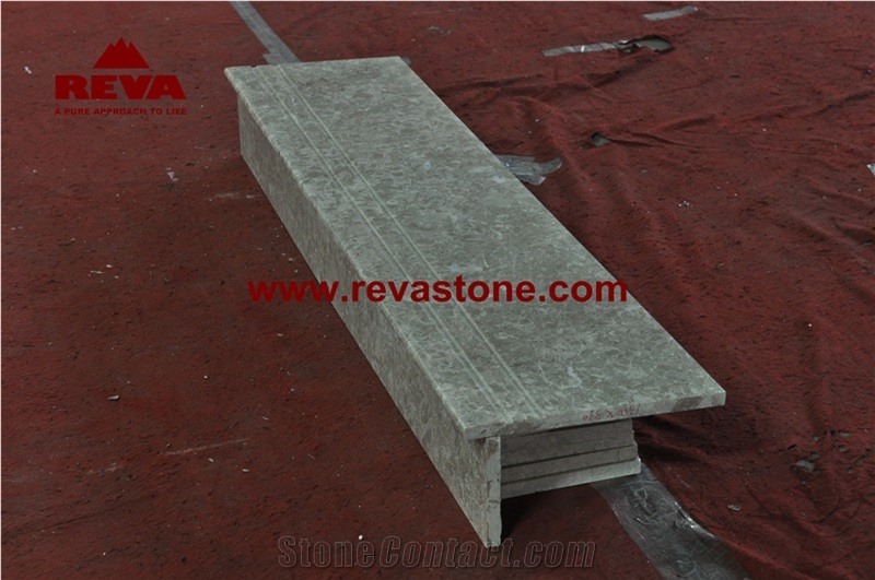 Betulla Grey Marble Steps,Grey Marble Stone Stairs, Grey Marble Stairway,Luxury Grey Marble Staircase