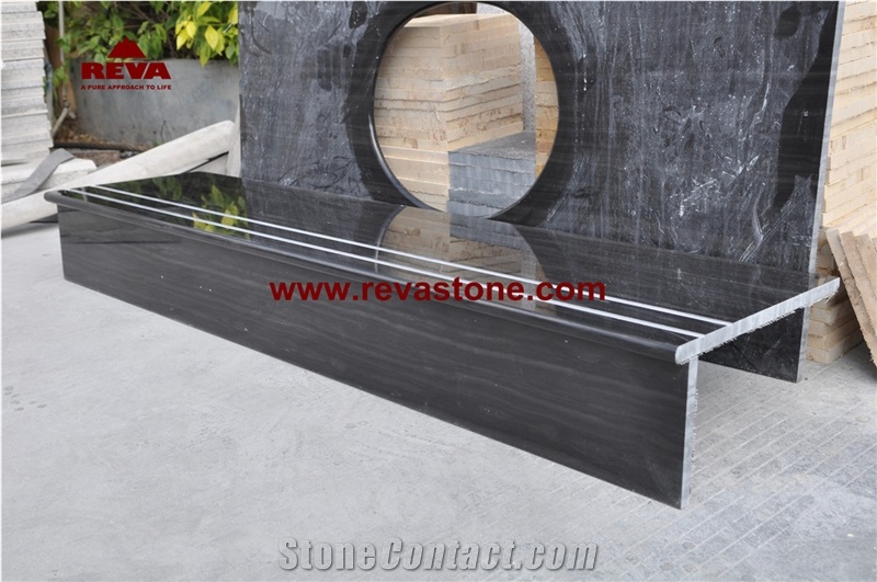 China Black Wood Vein Steps&Risers,Royal Black Marble Steps&Risers, Royal Black Marble Steps, Royal Black Marble Stairs, Royal Black Marble Stair Treads, Chinese Black Wooden Marble Steps&Risers, Roya