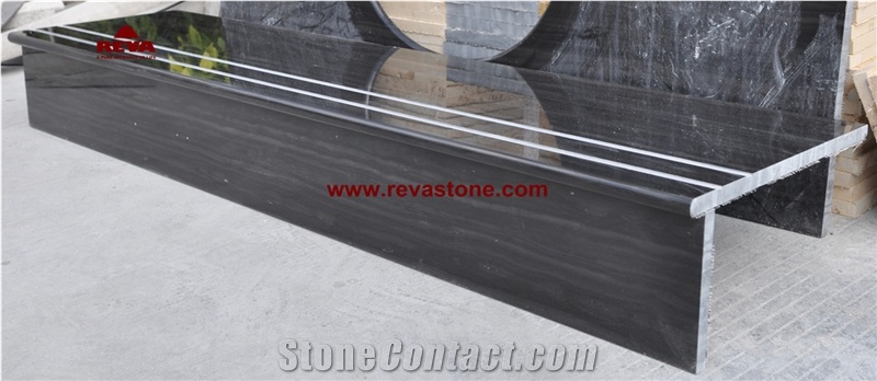 China Black Wood Vein Steps&Risers,Royal Black Marble Steps&Risers, Royal Black Marble Steps, Royal Black Marble Stairs, Royal Black Marble Stair Treads, Chinese Black Wooden Marble Steps&Risers, Roya