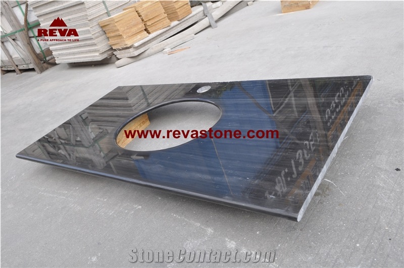 Royal Black Marble Countertop, Absolute Black Counter Top, Bathroom Vanity Tops, Custom Vanity Tops