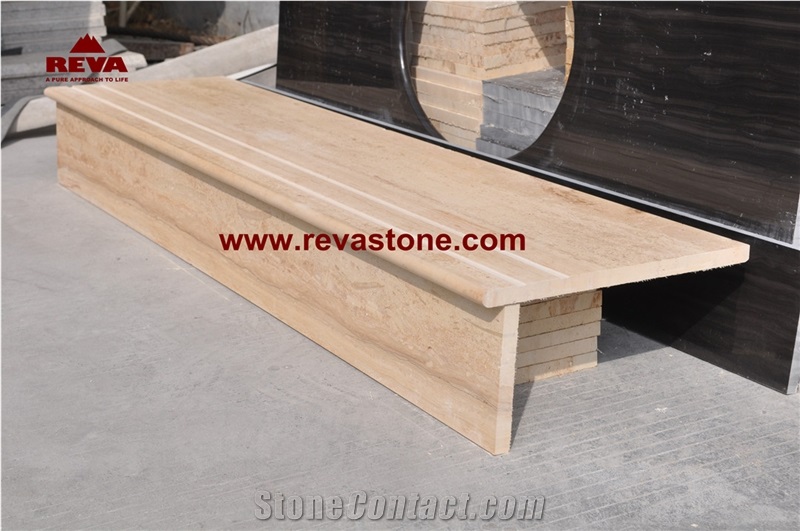 Tethys Beige Marble Stairs & Steps, Stair Treads, Stair Riser
