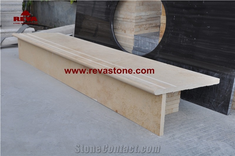 Tethys Beige Marble Stairs & Steps, Stair Treads, Stair Riser