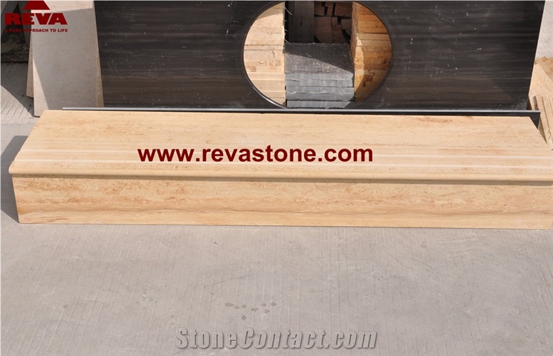 Tethys Beige Marble Steps,Marble Tiles Stair Riser,Stair Treads,Stairs