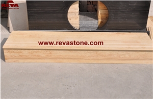 Tethys Beige Marble Steps,Marble Tiles Stair Riser,Stair Treads,Stairs