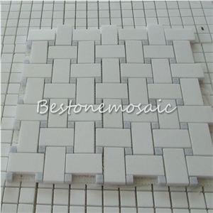 Bestone Mosaic White&Grey Polished Marble Mosaic Pattern, Calacatta Gold Marble, Wall Mosaic