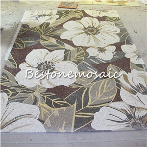 Bestonemosaic White Flower Marble Mosaic Medallion Flooring Mosaic, Marble Tiles, Water Jet Marble Medallion, Marble Decor Wall Tiles, Floor Medallions,Carpet Medallions