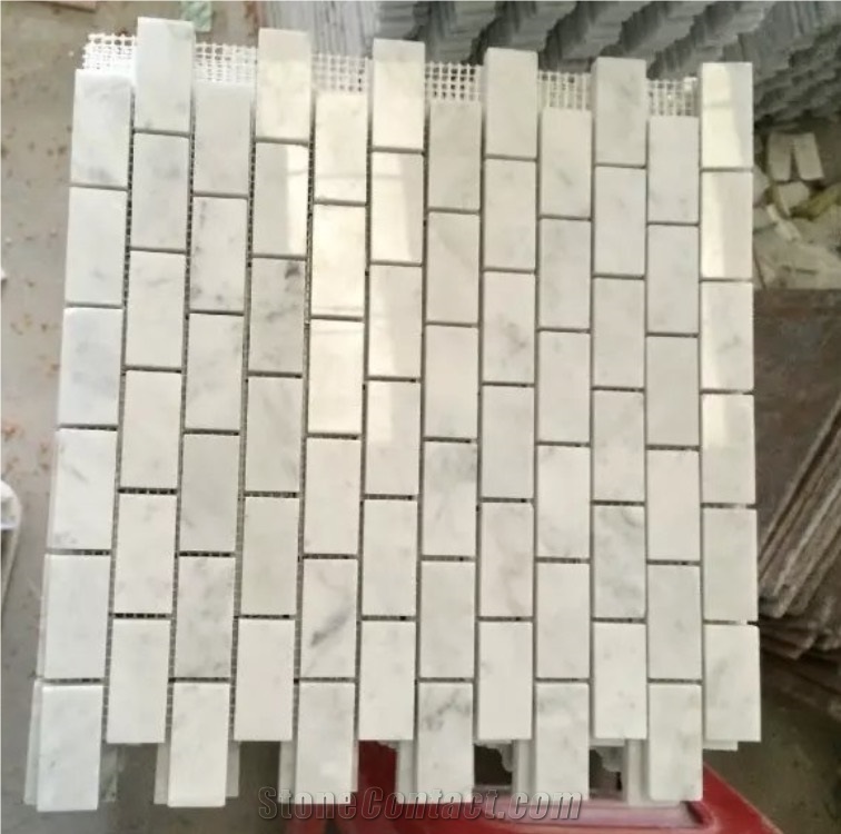 Carrara White Marble Mosaic Tiles/ Polished Mosaic Tiles / Wall Mosaic / Bathroom Mosaic Tiles / Stone Mosaic / Marble Mosaic Tiles