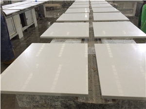 K016 Top for Nightstand, Engineering Quartz Stone White Quartz Tabletops,Reception