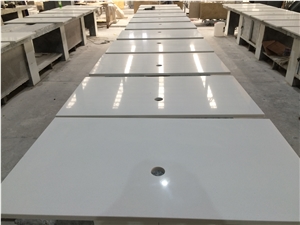K016 Top for Nightstand, Engineering Quartz Stone White Quartz Tabletops,Reception