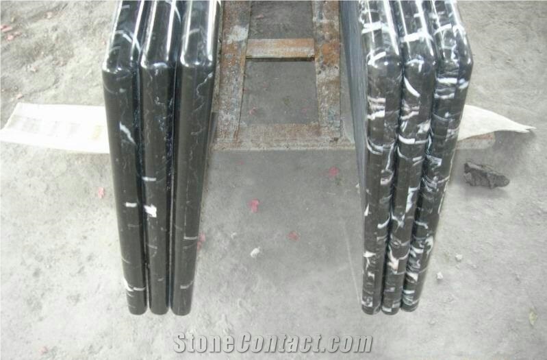 China Marquina Marble Reception Counter,Guangxi Nero Marquina Table Tops,Designed Honed Guangxi Black Marble with White Grain Work Tops