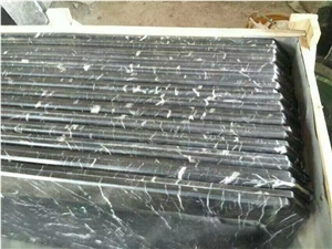 China Marquina Marble Reception Counter,Guangxi Nero Marquina Table Tops,Designed Honed Guangxi Black Marble with White Grain Work Tops