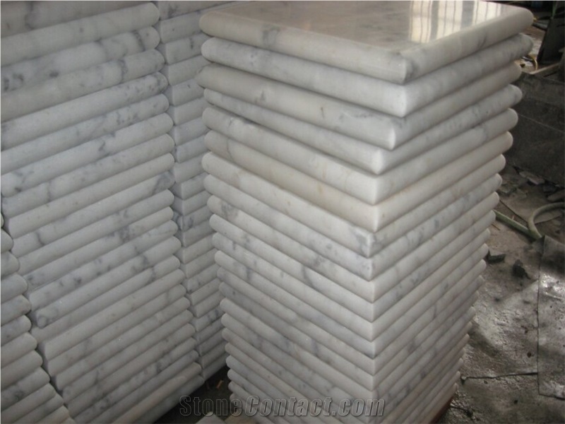 China White Marble Wall Coping,Guangxi White Marble Pillar Caps,Chinese Carrara White Marble Pier Caps,White Marble Column Tops