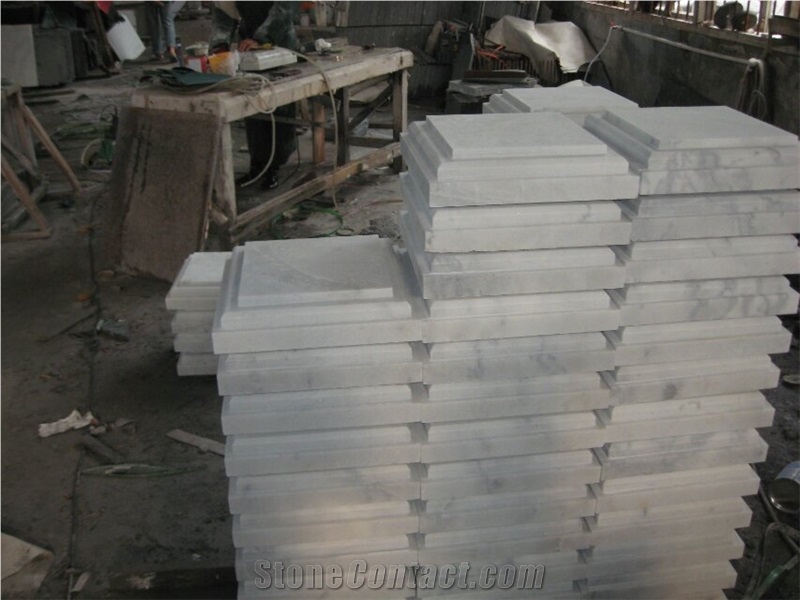 China White Marble Wall Coping,Guangxi White Marble Pillar Caps,Chinese Carrara White Marble Pier Caps,White Marble Column Tops