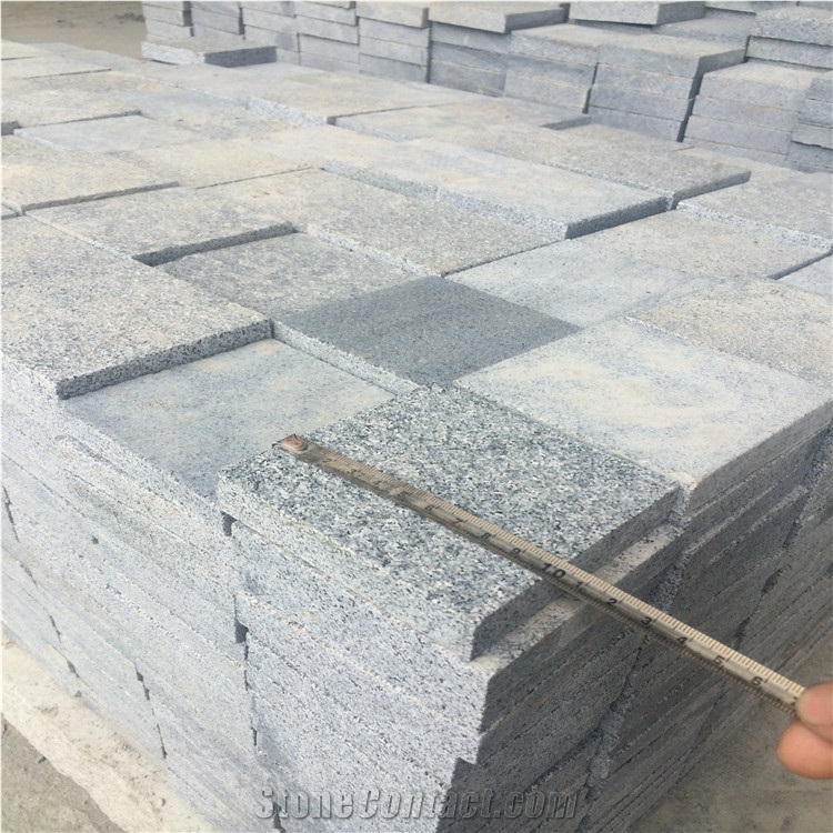 Flamed G654 Granite Cube Stone,G654 Granite Walkway Pavers,Dark Grey Granite Patio Flooring Pavers