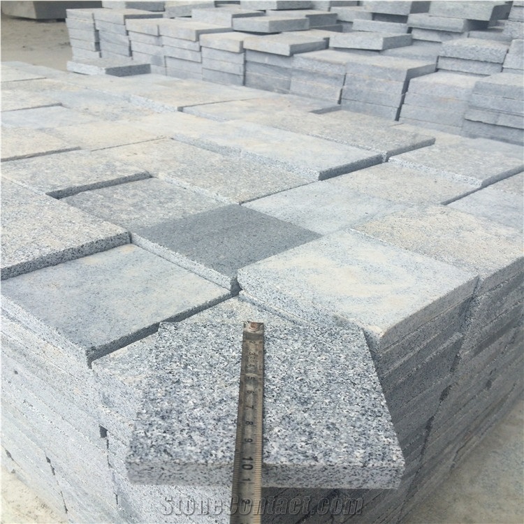 Flamed G654 Granite Cube Stone,G654 Granite Walkway Pavers,Dark Grey Granite Patio Flooring Pavers
