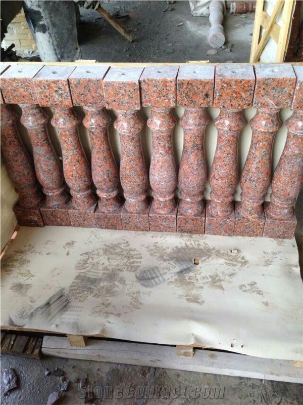 G562 Granite Baluster,China Capao Bonito Granite Balustrades,Crown Red Granite Railings,Maple Leaf Red Granite Handrail,Zarkie Red Granite Staircase Rails