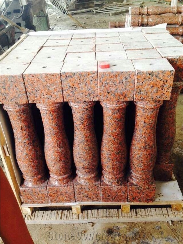 G562 Granite Baluster,China Capao Bonito Granite Balustrades,Crown Red Granite Railings,Maple Leaf Red Granite Handrail,Zarkie Red Granite Staircase Rails
