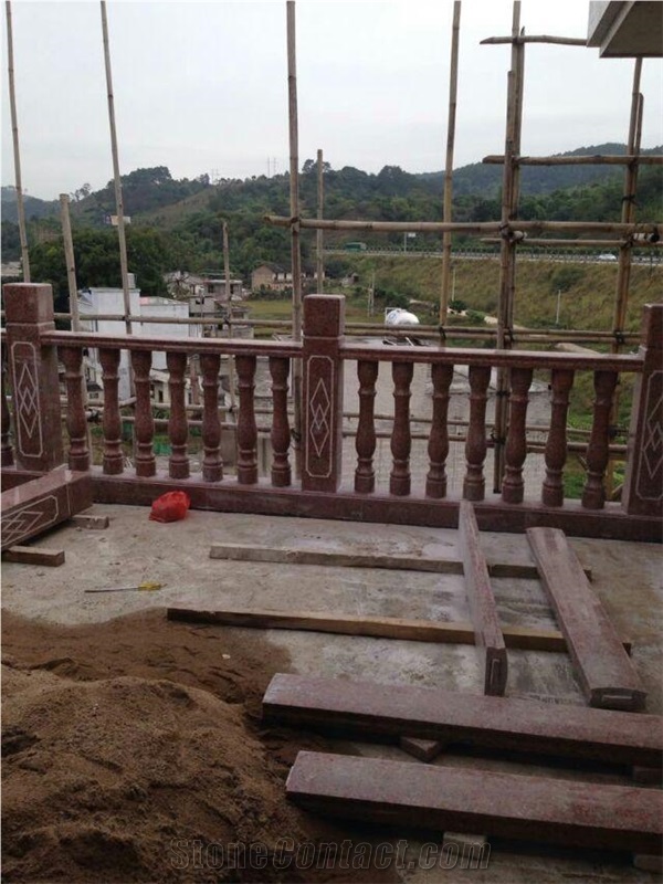 G562 Granite Baluster,China Capao Bonito Granite Balustrades,Crown Red Granite Railings,Maple Leaf Red Granite Handrail,Zarkie Red Granite Staircase Rails