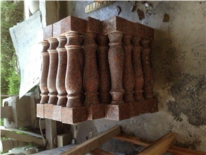 G562 Granite Baluster,China Capao Bonito Granite Balustrades,Crown Red Granite Railings,Maple Leaf Red Granite Handrail,Zarkie Red Granite Staircase Rails