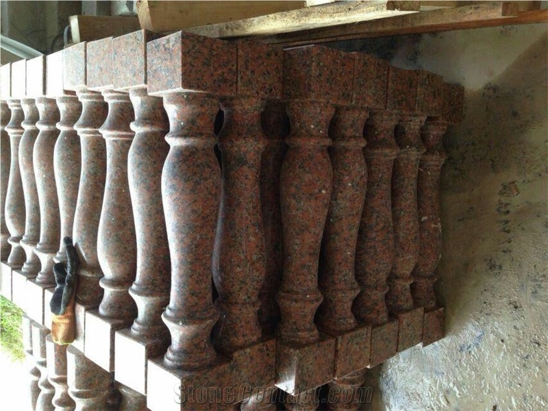 G562 Granite Baluster,China Capao Bonito Granite Balustrades,Crown Red Granite Railings,Maple Leaf Red Granite Handrail,Zarkie Red Granite Staircase Rails