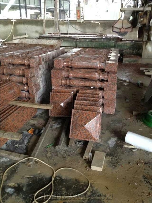 G562 Granite Baluster,China Capao Bonito Granite Balustrades,Crown Red Granite Railings,Maple Leaf Red Granite Handrail,Zarkie Red Granite Staircase Rails