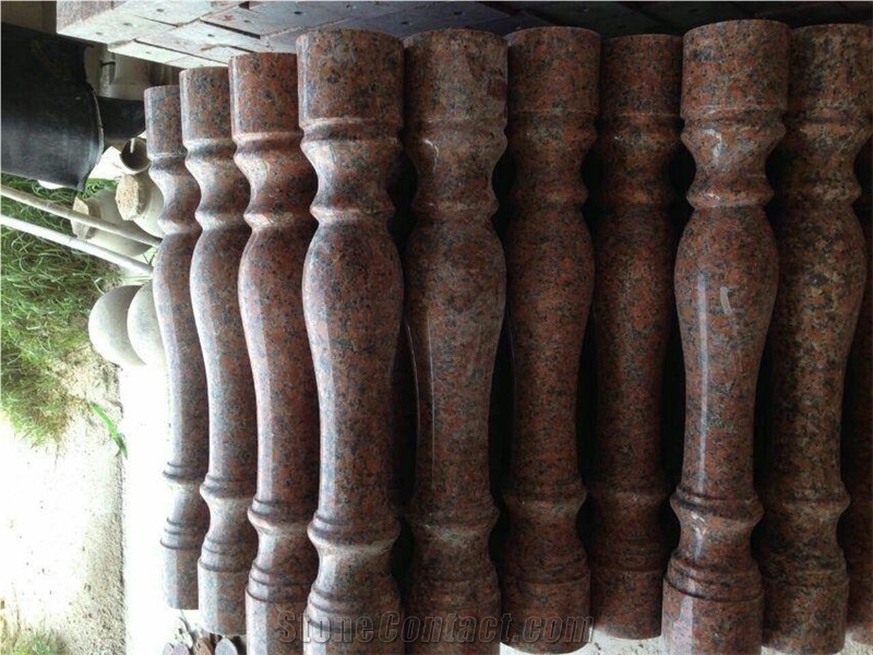 G562 Granite Railings,China Capao Bonito Granite Baluster,Crown Red Granite Handrail,Maple Leaf Red Granite Balustrades,Samkie Red Granite Staircase Rails