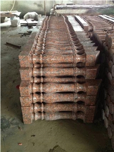 G562 Granite Staircase Rails,China Capao Bonito Granite Handrail,Crown Red Granite Railings,Maple Leaf Red Granite Balustrades,Zarkie Red Granite Baluster