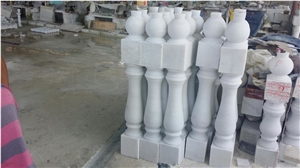 Guangxi White Marble Baluster,China Carrara White Marble Staircase Rails,Balcony Stone Handrails,Porch Marble Balustrades,White Marble Stone Railings