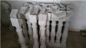 Guangxi White Marble Balustrades,China Carrara White Marble Staircase Rails,Stone Baluster,Marble Handrail,White Marble Railings