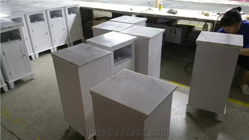 Guangxi white marble cabinet top,Chinese Carrara marble table tops,polished Guangxi white marble furniture tops,marble table tops