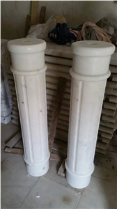Guangxi White Marble Column,China Carrara White Marble Roman Columns,China White Marble Ionic Columns Doric Columns Corinthian Columns