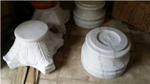 Guangxi White Marble Column Top Column Base,China Carrara White Marble Roman Column Cap,Ionic Column Doric Columns Tops
